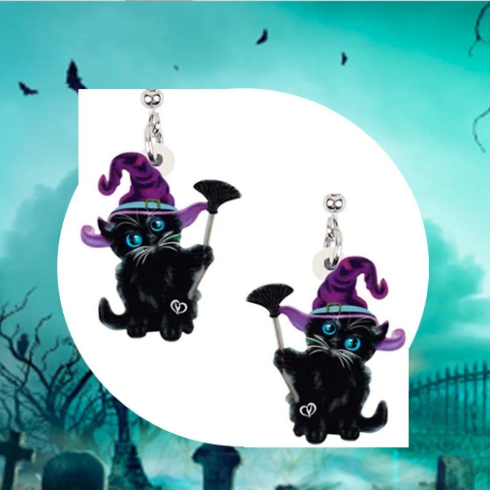 🍏50% OFF/3+...🎃👻Cute Little Black Cat Halloween Earrings